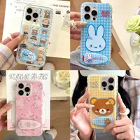 imd卡通可爱支架款透明适用iPhone16promax手机壳防摔情侣