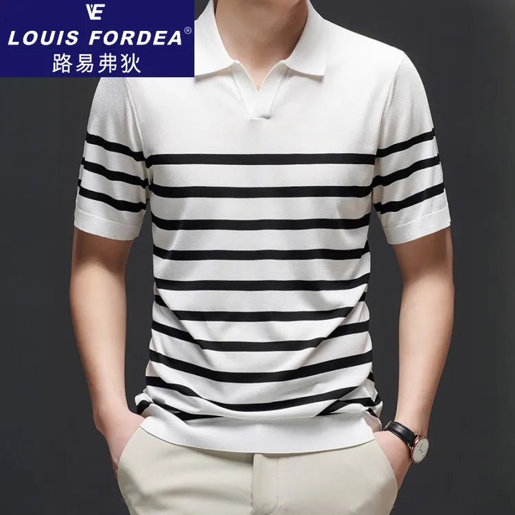 Louis Fordea/路易弗狄男士透气polo衫男夏季短袖T恤翻领休闲半袖
