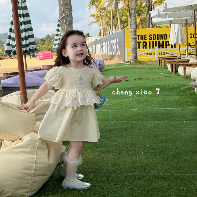 橙小七2026新款女童小童棉布裙夏季甜美洛丽塔风卡通公主连衣裙潮