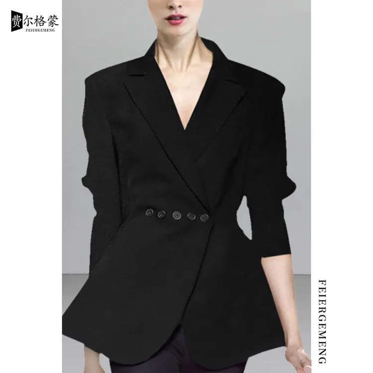 法式时装修身套装西服女春秋新款休闲遮肉小西装女装外套正装秋冬
