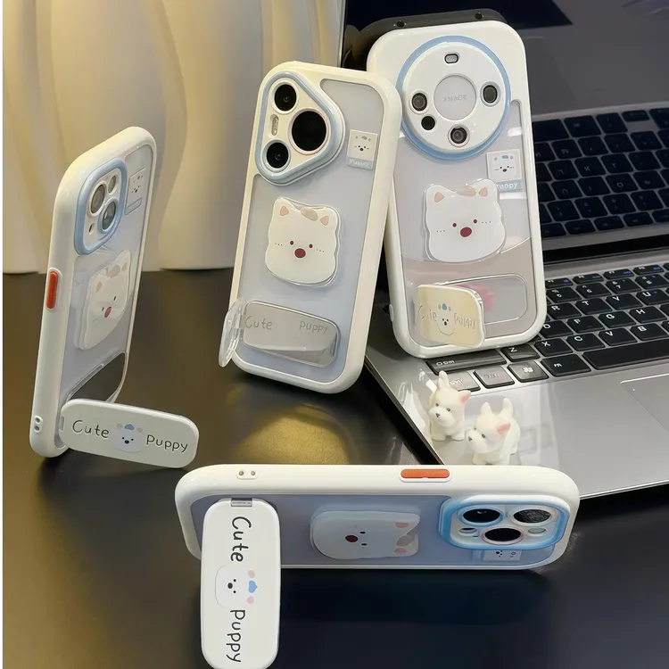 ins西高地白狗支架壳适用华为Mate70卡通Pura80防摔苹果17/16软壳
