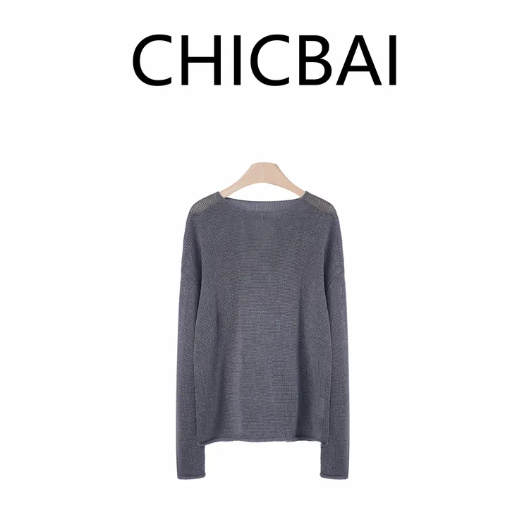 CHICBAI 绯颜手作勾勒奢侈铜氨呼吸感松弛针织衫