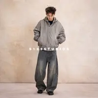 S123 90白鸭绒 美式休闲简约做旧羽绒服男宽松百搭工装夹克棉服潮