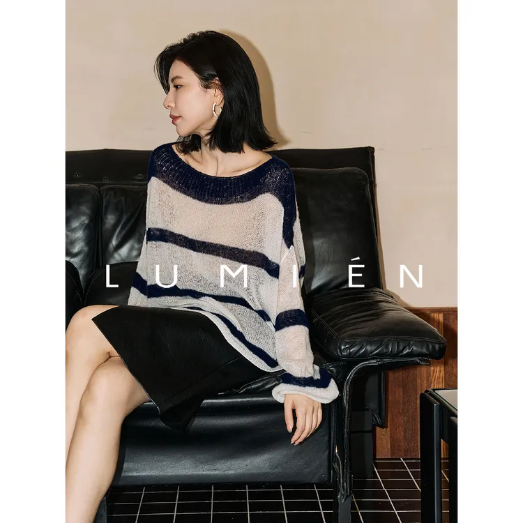 【LUMIEN 新品】“云境丝律”莱赛尔羊毛混纺条纹衫LX5ESS66