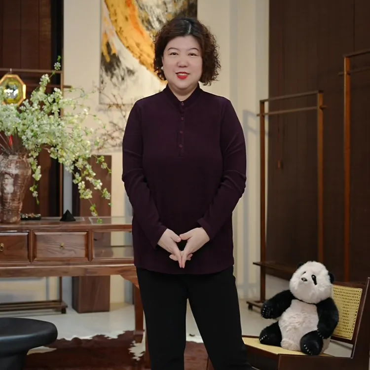 金雀绫【黑提紫】立领设计款显瘦荔枝纹加宽加大衬衫SZA3SW701