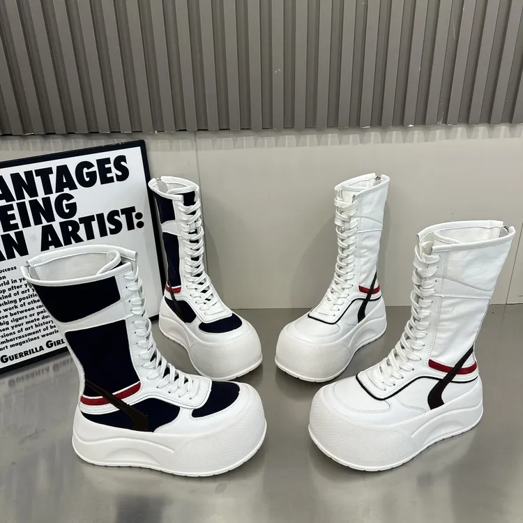 欧货2025夏季新款系带厚底增高马丁靴女百搭休闲运动鞋女鞋ins潮