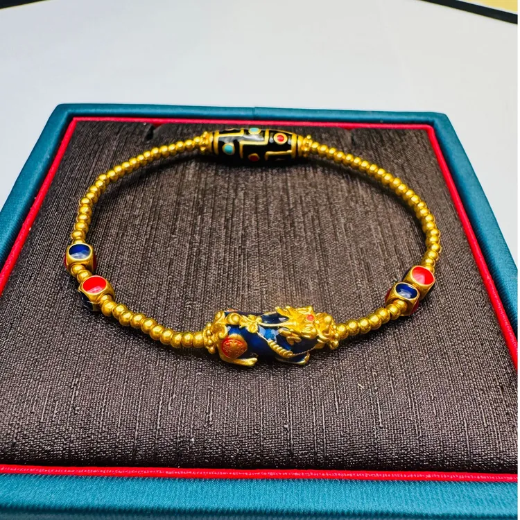 107#足金999 貔貅转运珠手串（卡2金珠74颗）