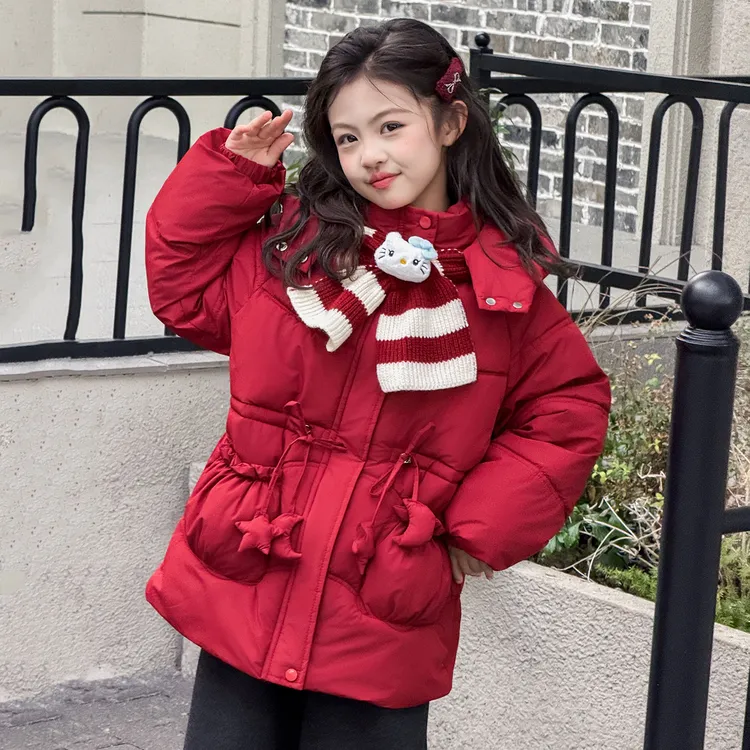 【强推升级200克兔毛绒加厚】2025新款女童冬季外套中长款宝宝棉服