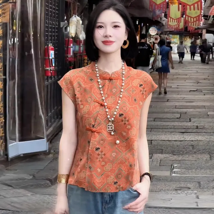 新中式盘扣复古设计短袖衬衫女2025夏季新款气质显瘦百搭减龄衬衣