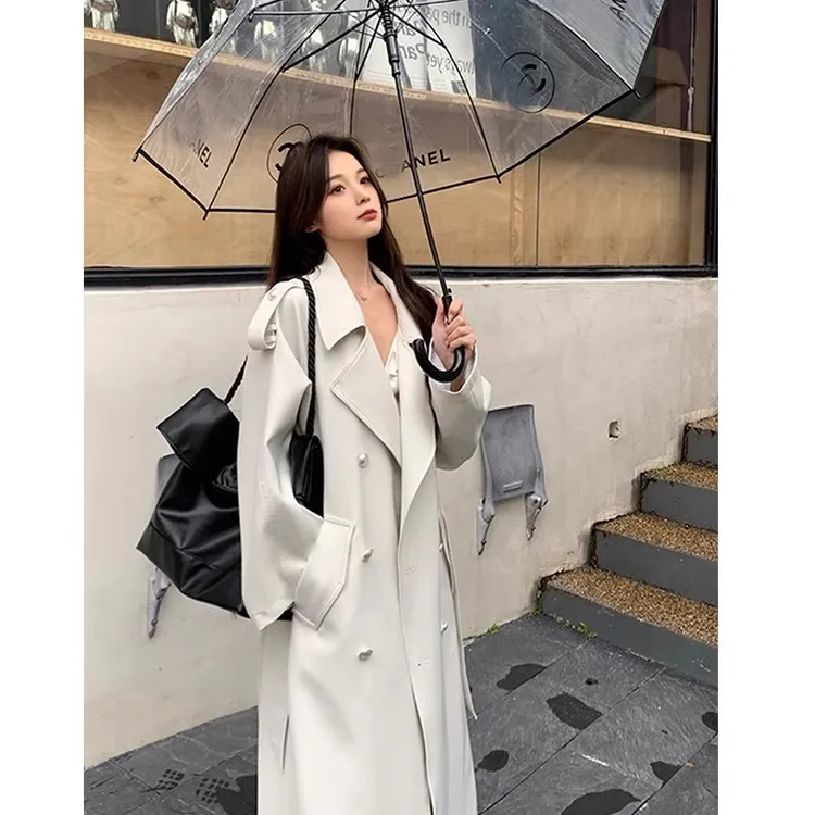 白色欧若风中长款风衣外套女2025年春秋季小个子英伦风大衣高级感