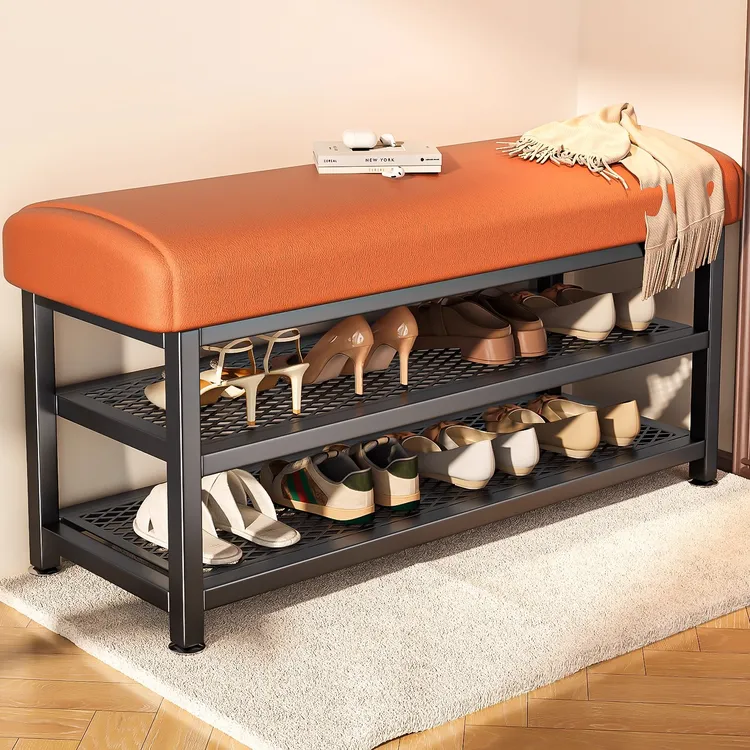 鞋架子玄关收纳凳穿鞋凳纯色长条沙发简约门口换鞋凳子储物凳