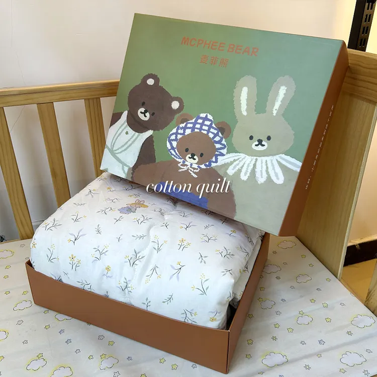 麦菲熊新生儿棉花被子全棉双层纱春秋款薄款A类婴儿棉被