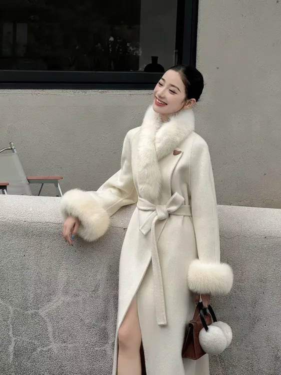 防风秋冬常规袖长款冬季羊绒外套修身大衣网红时尚