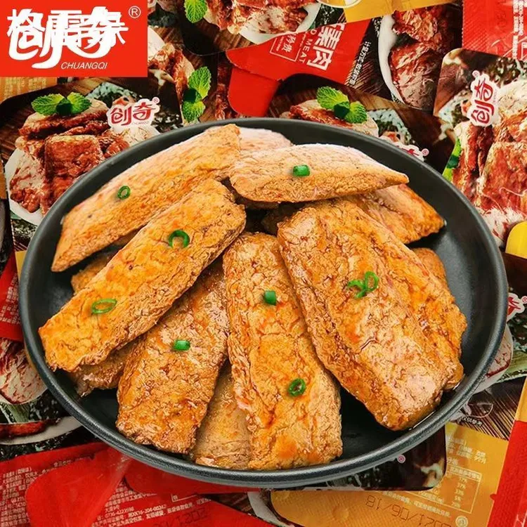 创奇手撕素肉休闲零食辣条小吃香辣孜然蛋白豆干麻辣豆干素牛排