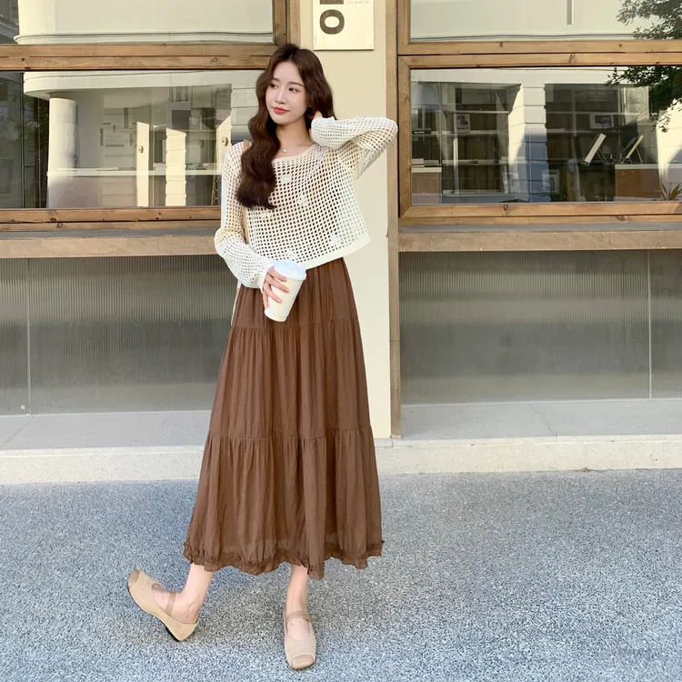 立体花朵镂空针织衫套装女2025早秋新款法式气质吊带连衣裙两件套