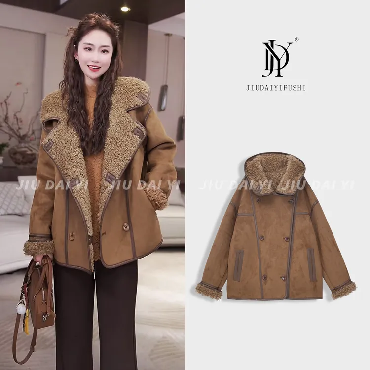 玖黛衣【栗冬】冬季新款时尚百搭厚款加长袖连帽美拉德外套WTJ47307