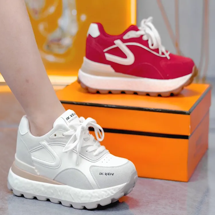  6cm小个子拼色厚底老爹鞋女2025秋季新款轻便百搭增高休闲阿甘鞋