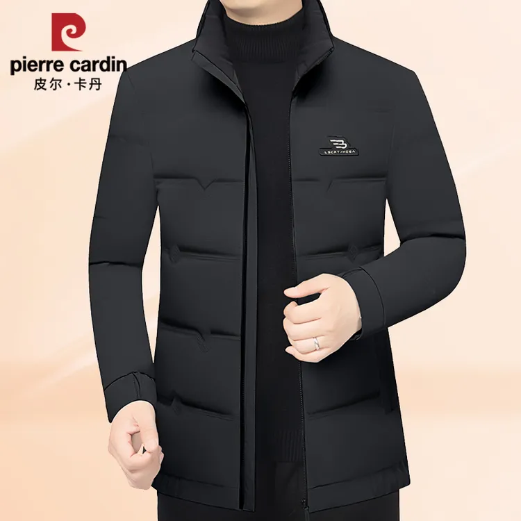 皮尔卡丹男士羽绒服外套短款冬季新款加厚休闲立领保暖白鸭绒冬装