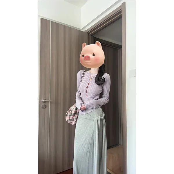 多巴胺镂空设计感针织打底衫早春紫色修身毛衣女半身裙套装