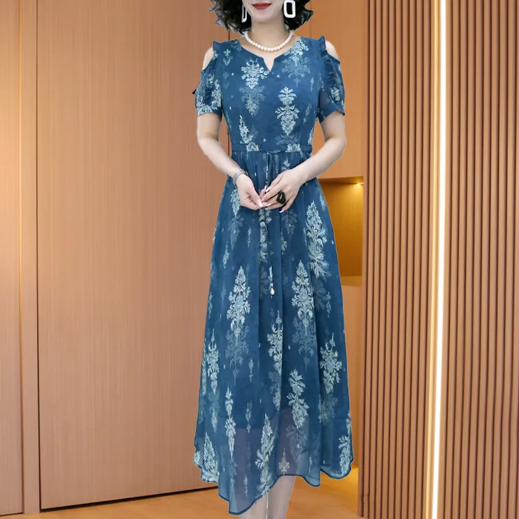 连衣裙女夏新款流行爆款十三行高端品牌妈妈礼服裙子