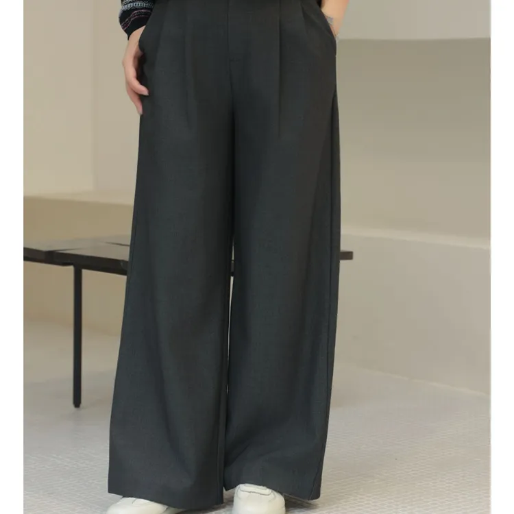 麻享【梦中情裤】天丝羊毛宽腿西裤高密斜纹时装款秋季女裤FSY50880
