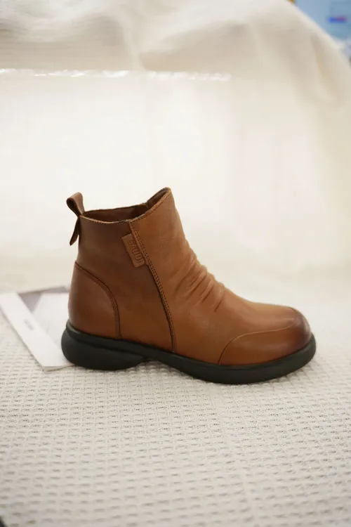 头层牛皮2024年冬季短毛绒高帮耙耙鞋