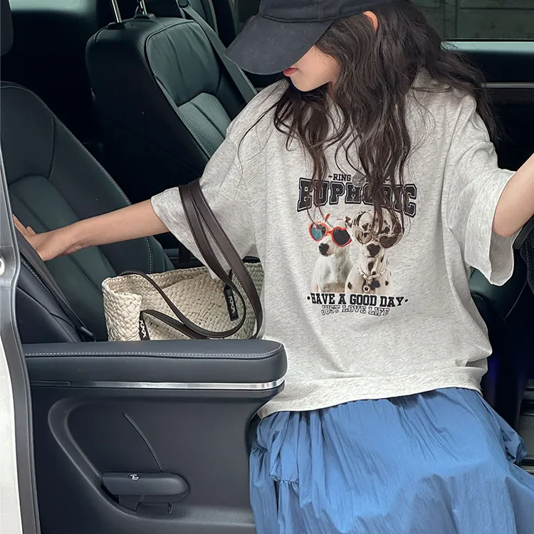 K26408童装女童夏季短袖T恤2025新款儿童上衣韩系百搭半袖洋气薄t