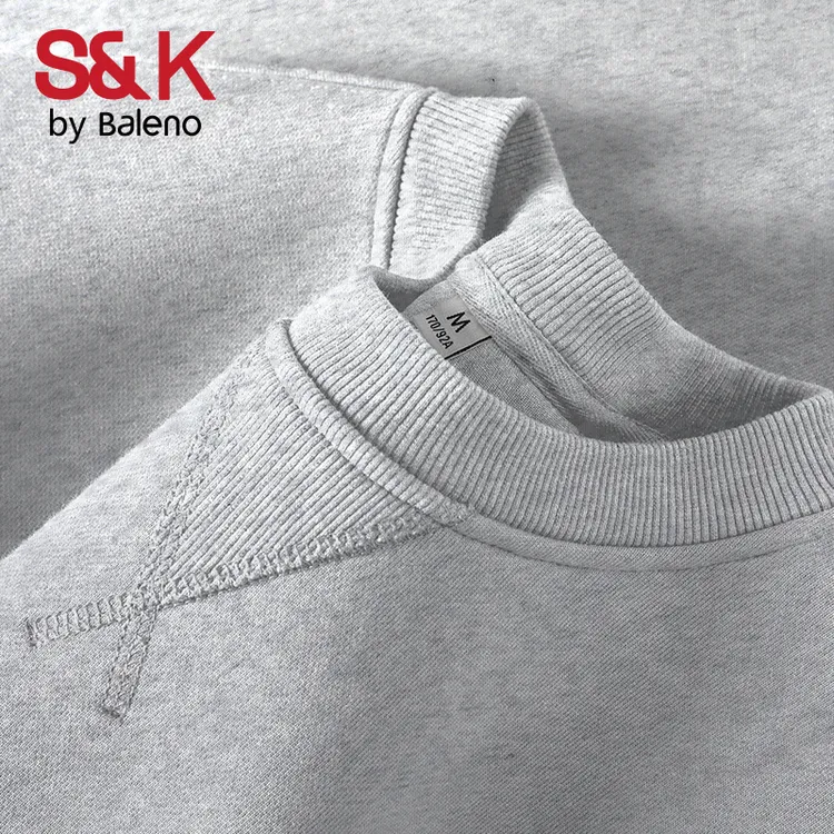 班尼路S&K系列重磅卫衣男春季新款倒三角领口套头衫男款宽松上衣B