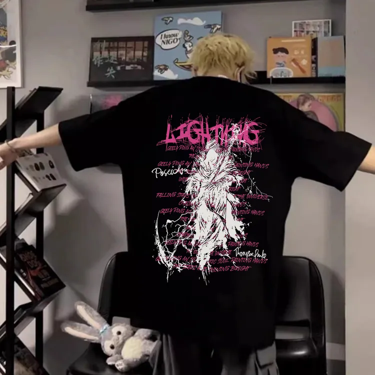 100%纯棉重磅短袖创意设计感印花夏季男女装T恤百搭上衣宽松潮牌i