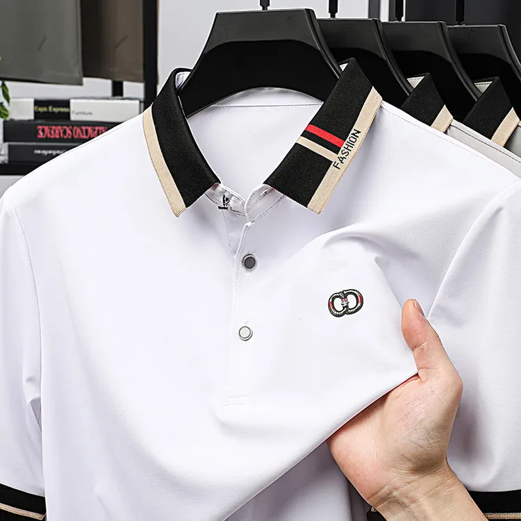 万古龙大码男士Polo衫男装透气商务翻领短袖防晒冰丝速干POLO衫