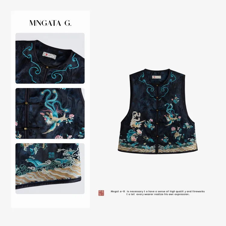 MNGATA G.宫小妍【四海升平】夏日新中式中国风休闲短裙马甲5042302