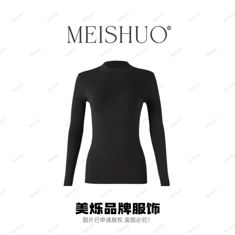 纯色半高领打底衫女爆款2026新款春秋季高级显瘦内搭外穿长袖上衣商品图