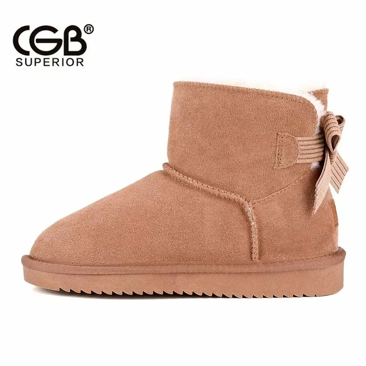 【CGB】时尚雪地靴2025新款蝴蝶结加绒加厚东北户外保暖厚底短筒