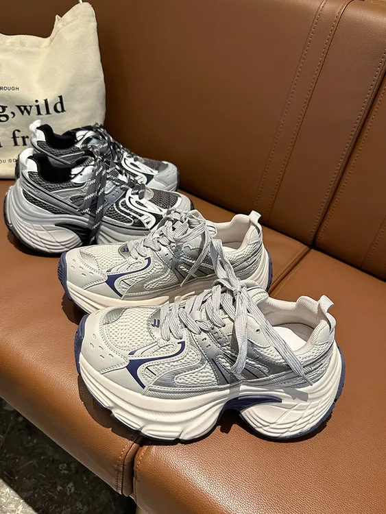 NY欧货时尚轻便老爹鞋女2025秋冬网面透气厚底增高休闲慢跑运动鞋