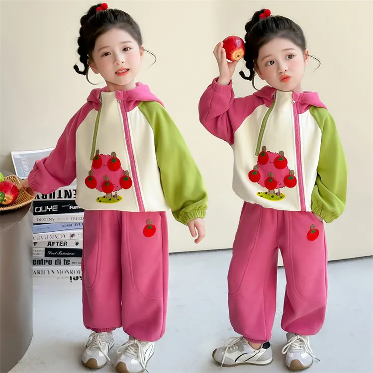 2025新款女童秋季套装女宝宝洋气时尚连帽儿童卫衣春秋两件套潮童