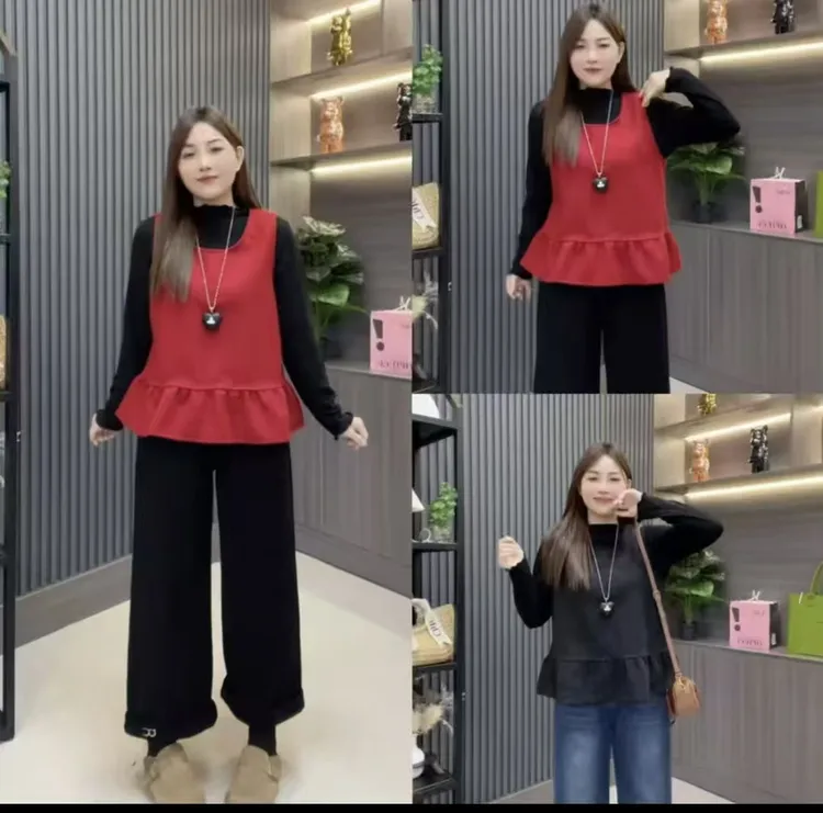 2026年新年款洋气时尚马甲+净版打底衫两件套