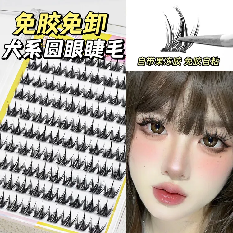 100簇大容量免胶小奶狗~犬系假睫毛懒人浓密自然漫画仿真分段新款