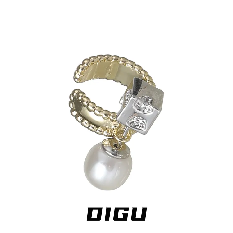 嘀咕家 铜合金仿珍珠耳饰 多种戴法撞色金属珍珠耳夹耳环轻奢耳饰