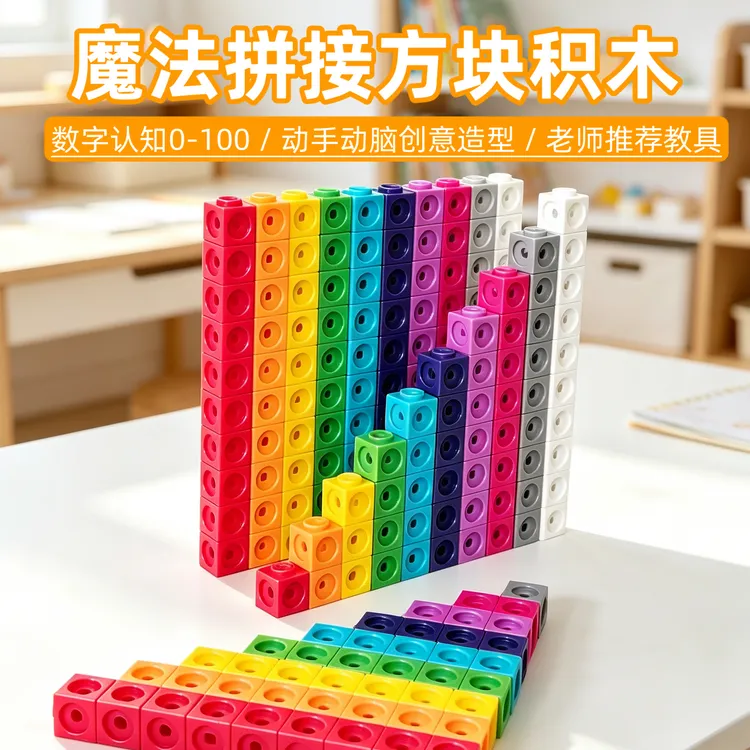 魔法方块数字拼接积木益智2cm数感积木幼儿启蒙数学教具0-100认知