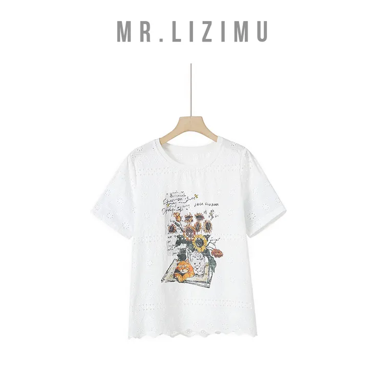 时尚镂空百搭短袖T恤新款爆款2025女款『夏上新』D6757