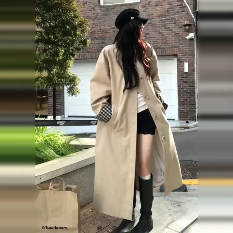 韩系英伦风卡其色风衣外套女2025新款早秋季巨好看气质中长款大衣