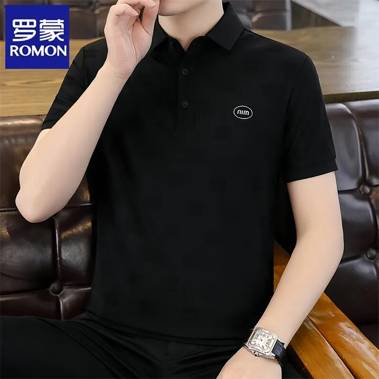 Romon/罗蒙男士Polo衫夏季新款时尚休闲翻领短袖t恤修身商务半袖