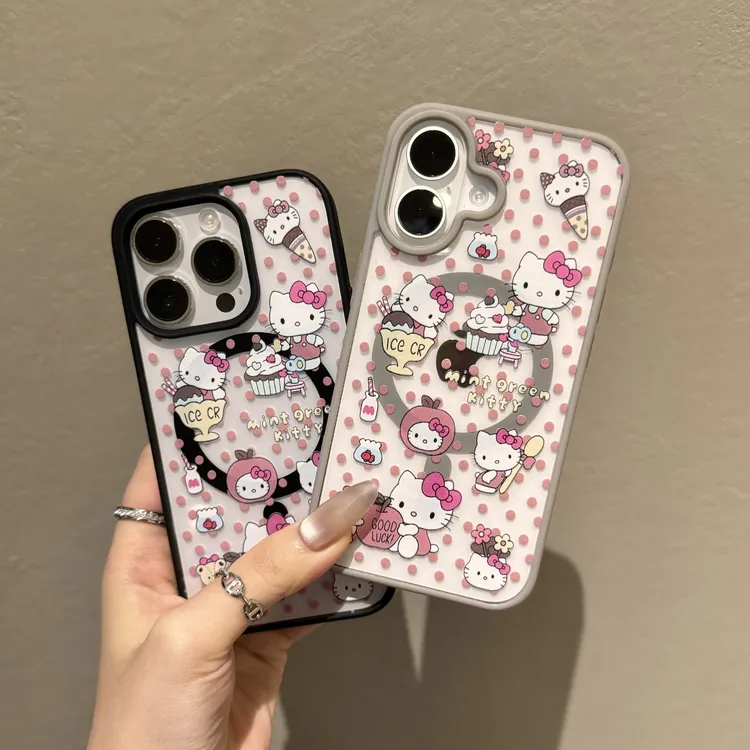 冰激凌KT猫磁吸壳手机壳适用于iPhone15pro/14/13高级感12防摔11