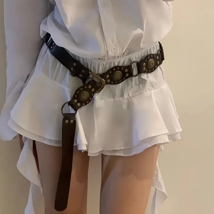 复古美式街头美拉德风腰带腰封~川藏旅游穿搭皮革pu配饰裙带潮