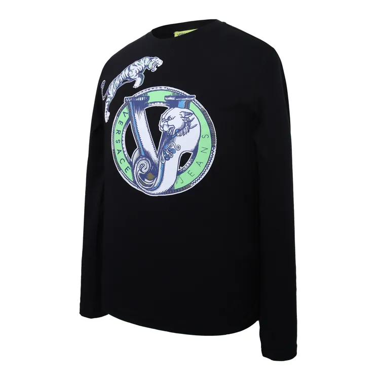 未使用 VERSACE/范思哲 男士黑色长袖T恤衫2102040000023