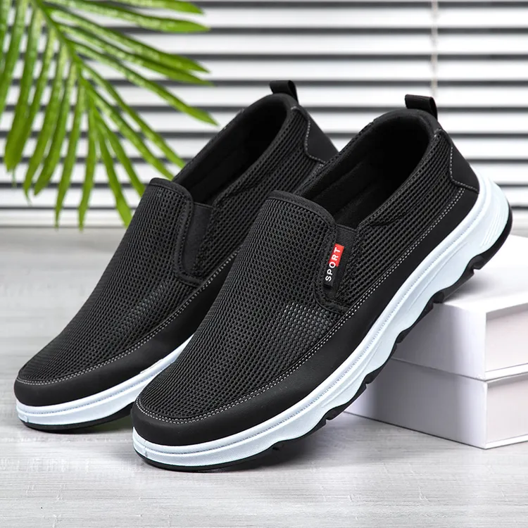 春夏爆款老北京网鞋男软底软面舒适透气防滑耐轻便一脚蹬磨爸爸鞋