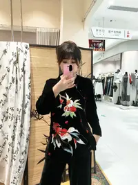  深圳89770新中式花开有鱼国风丝绒上衣显瘦气质改良旗袍衫