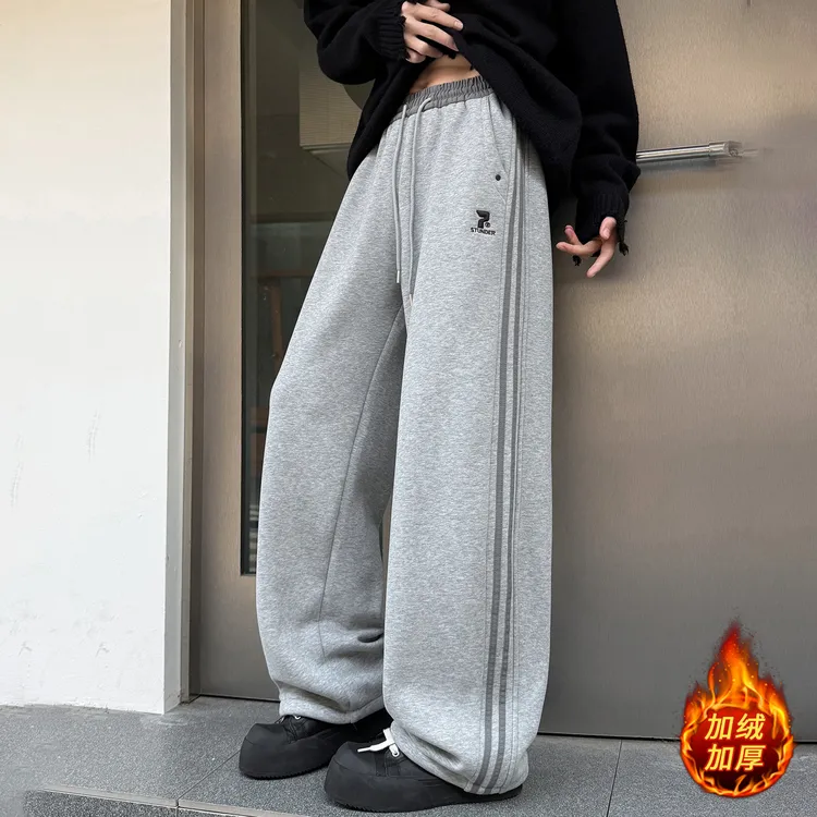 冬季新款特厚重磅青少年学生加绒保暖休闲运动宽松百搭直筒卫裤