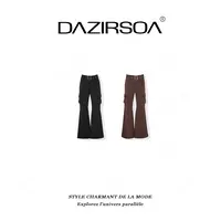 DAZIRSOA/达姿“荆棘之线”时尚百搭工装口袋显瘦洋气喇叭裤 AB296