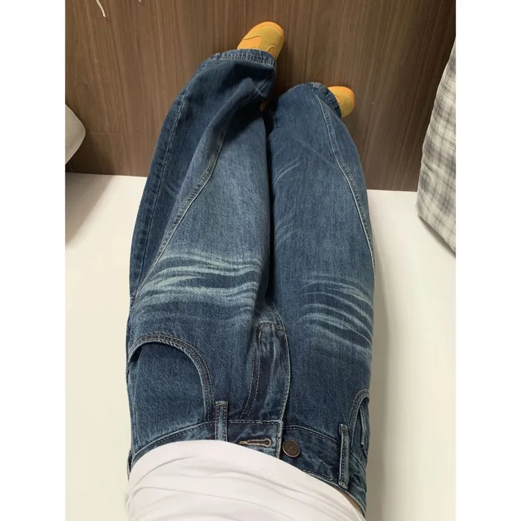 牛仔裤美式复古新款设计阔腿春秋季水洗弯刀高腰宽松显瘦垂感拖地